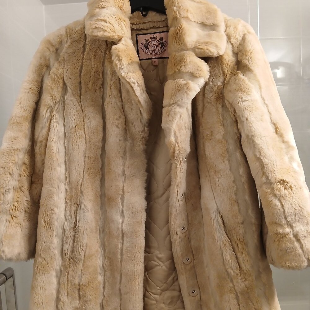Juicy Couture Vintage Beige Faux Fur Teddy Coat